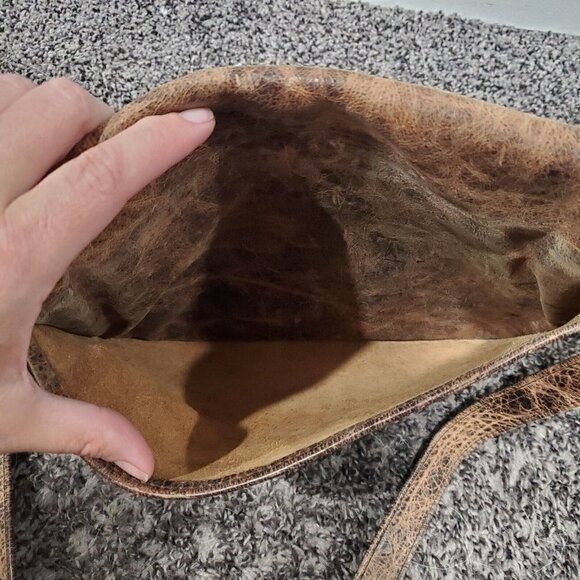 Vintage Brown Leather Crossbody Shoulder Bag Satchel Front Pockets Flap Over - Picture 15 of 16